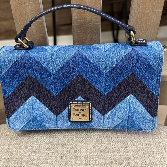 Dooney & Bourke Handbags - Dooney & Bourke Chevron Crossbody Bag in Blue and Black